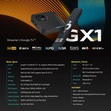 RockTek GX1 Streamer - UHD 4K Google TV 14 & Netflix 4K Certified - 4GB RAM & 32GB eMMC Storage - WiFi6 - Dolby ATMOS